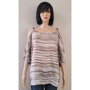 Womens Michael Kors Size Large Multicolor Cold Shoulder Blouse